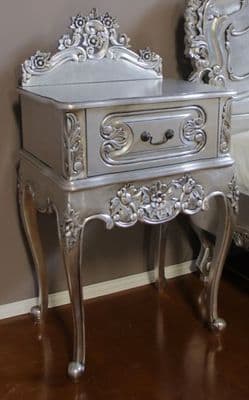 Louis One Drawer Silver Bedside Table