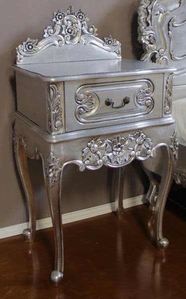 Louis One Drawer Silver Bedside Table
