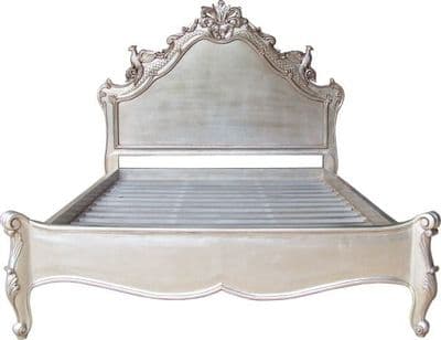 Louis Ornately Carved Gold or Silver Leaf Versailles Bed