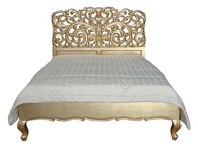 Louis Ornately Carved Gold Rococo Bed