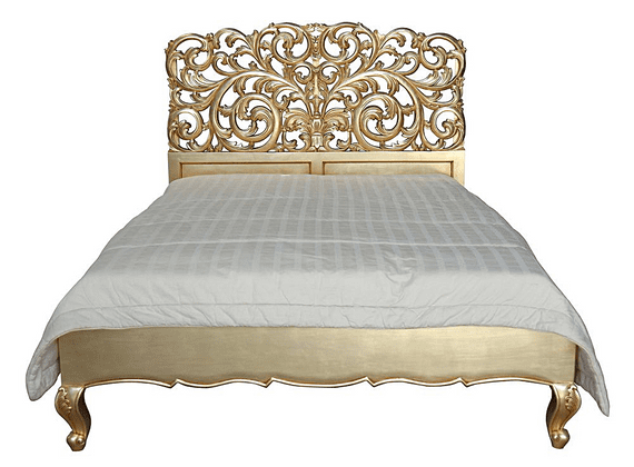 Louis Ornately Carved Gold Rococo Bed