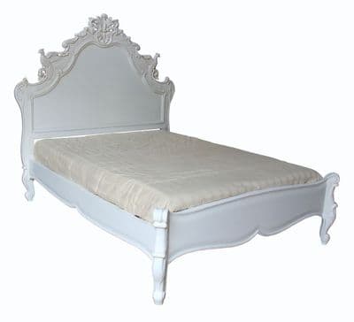 Louis Ornately Carved Versailles Bed in Antique White