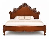 Louis Ornately Carved Versailles Bed in Mahogany