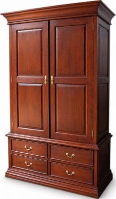 Louis Philippe Sleigh Armoire with Drawers in Mahogany