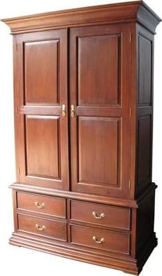 Louis Philippe Sleigh Armoire with Drawers in Mahogany