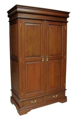 Louis Philippe Sleigh Armoire with Two Drawers