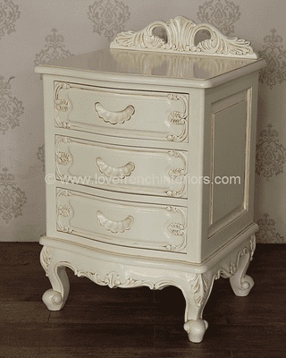 Louis Three Drawer French Bedside