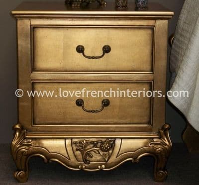 Louis Two Drawer Bedside in Gold