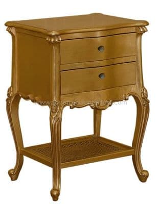 Louis Two Drawer Bedside Table in Gold Leaf