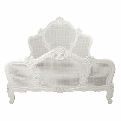 Louis XV Rattan Bed in Antique White