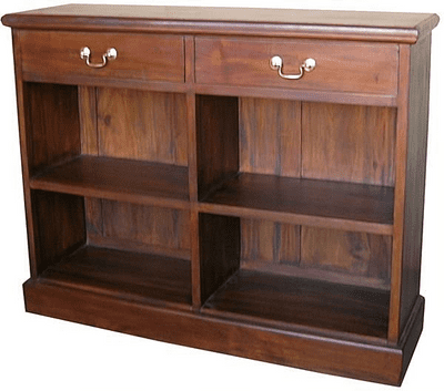 Low Bookcase with Two Drawers in Mahogany