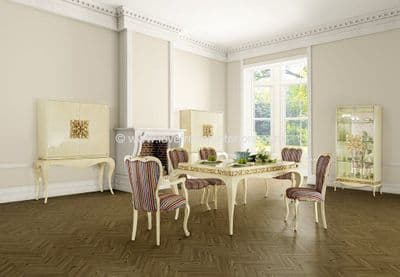 Luxus Dining Collection in Cream and Gold Leaf