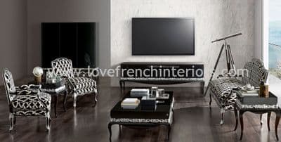 Luxus Living Room Collection in Black and Silver Leaf