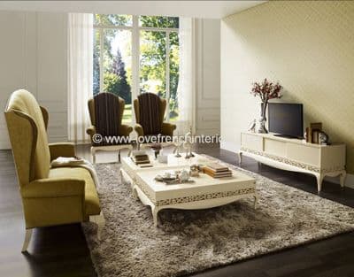 Luxus Living Room Collection in Cream and Gold Leaf