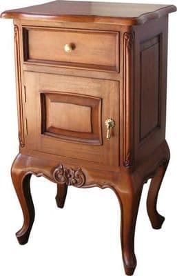 Mahogany Bedside Cabinet with 1 Drawer and 1 Cupboard