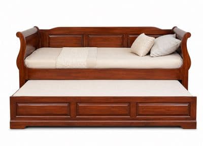 Mahogany Sleigh Day Bed with Hideaway Bed and Rear Panel