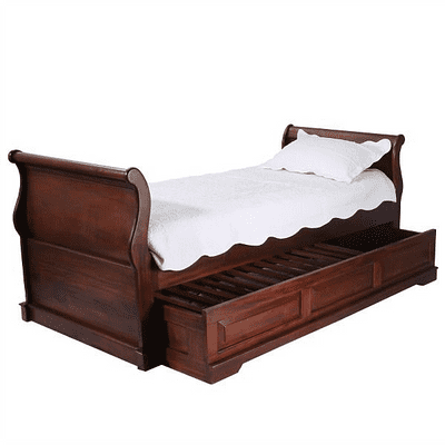 Mahogany Sleigh Day Bed with Hideaway Trundle Bed