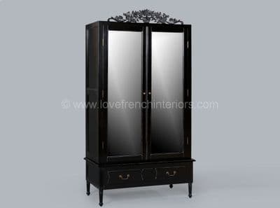 Mirrored Armoire in Noir Black