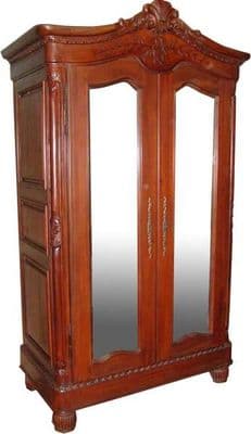 Mirrored French Crested Armoire