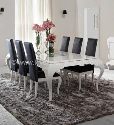 New York Dining Set in Glossy White