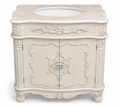 Ornate Rococo Single Vanity Unit with Solid Marble Top