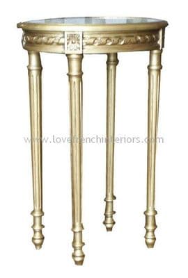 Oval Side Table with Marble Top