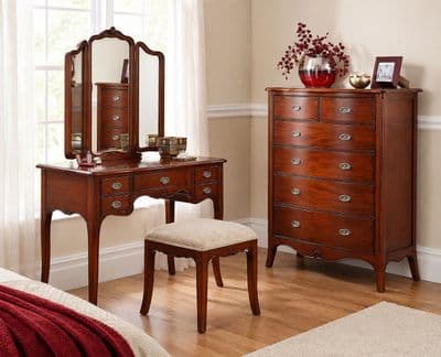 Paris Mahogany Dresser and Triple Mirror