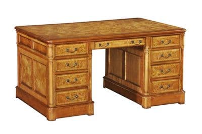Pedestal Desk in Burr Walnut