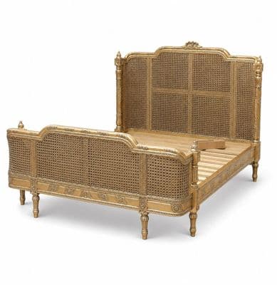Provence Rattan Ornate Bed in Antique Old Gold