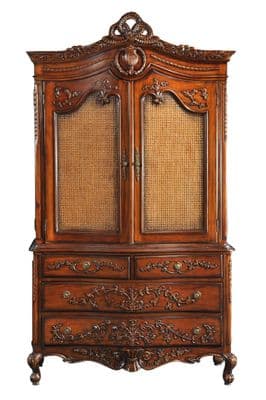 Rattan Linen Press Cabinet or Wardrobe