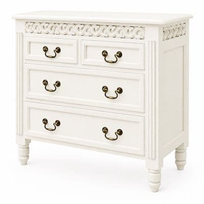 Rochelle 4 Drawer Fretwork French Chest in your choice of colour