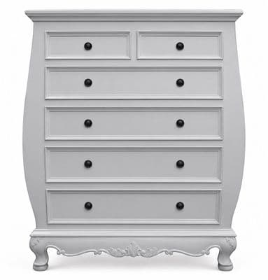 Rochelle 6 drawer (2 over 4) Bombe Chest in your choice of colour