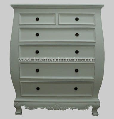 Rochelle 6 drawer (2 over 4) Bombe Chest in your choice of colour