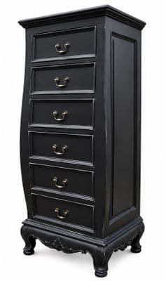Rochelle 6 Drawer Bombe Tallboy in your choice of colour