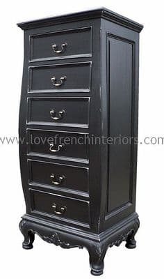 Rochelle 6 Drawer Bombe Tallboy in your choice of colour