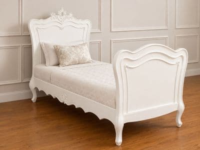 Rochelle French Bed with Rococo Crest in your choice of colour