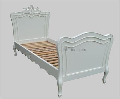 Rochelle French Bed with Rococo Crest in your choice of colour
