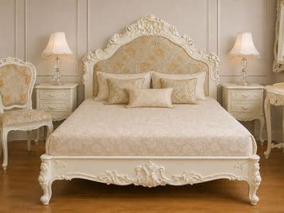 Rococo Bespoke Ornately Carved Upholstered Bed