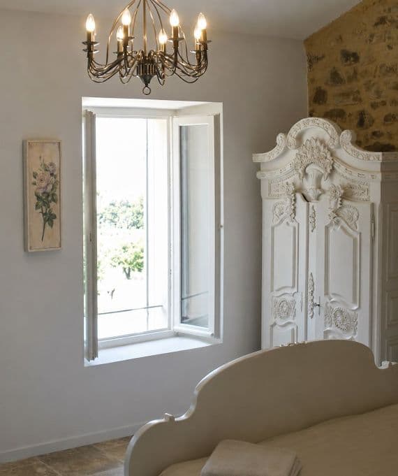 Rococo French Armoire Wardrobe in Antique White