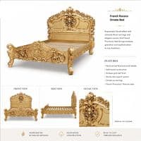 Rococo Ornately Carved Bed in Antique Silver Leaf