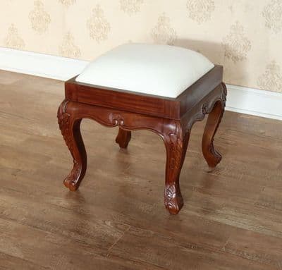 Rococo Stool with Mahogany Frame