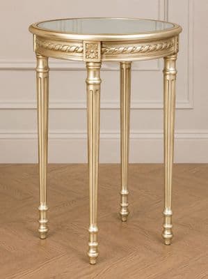 Round Side Table with Marble or Glass Top