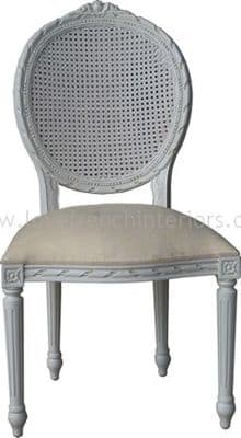 Salon or Dining Chair with Rattan in Antique White