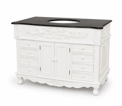 Single Bowl French Vanity Unit with Solid Marble Top