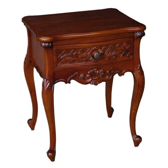 Single Drawer French Bedside Table in Mahogany