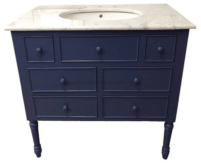 Six Drawer Sink Vanity Unit with Solid Marble Top