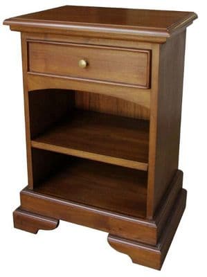 Sleigh 1 Drawer Bedside in Mahogany