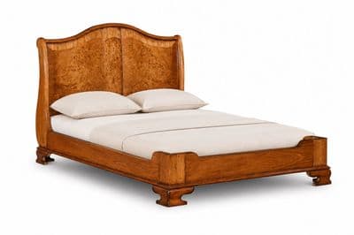 Sleigh Bed with Low Footend in Burr Walnut