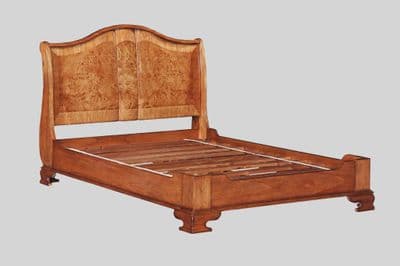 Sleigh Bed with Low Footend in Burr Walnut