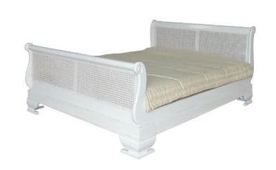 Sleigh Bed with Rattan and Regular Footboard